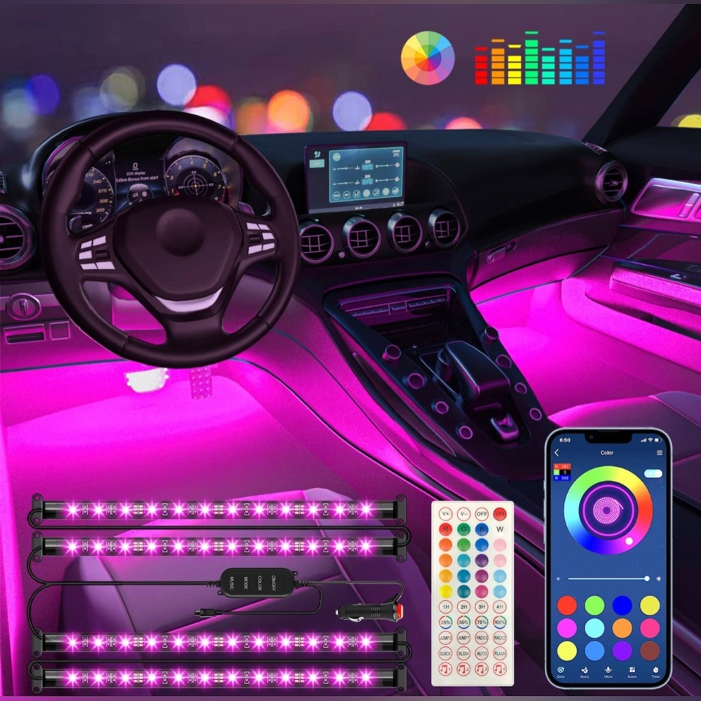 Interior Car Lights l Accessories - Car Led Lights APP Control w/ Remote Music